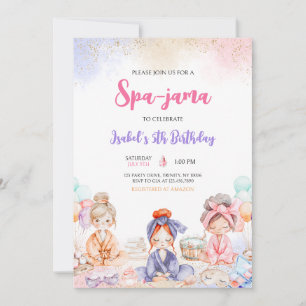 Invitation Spa jama fête d'anniversaire