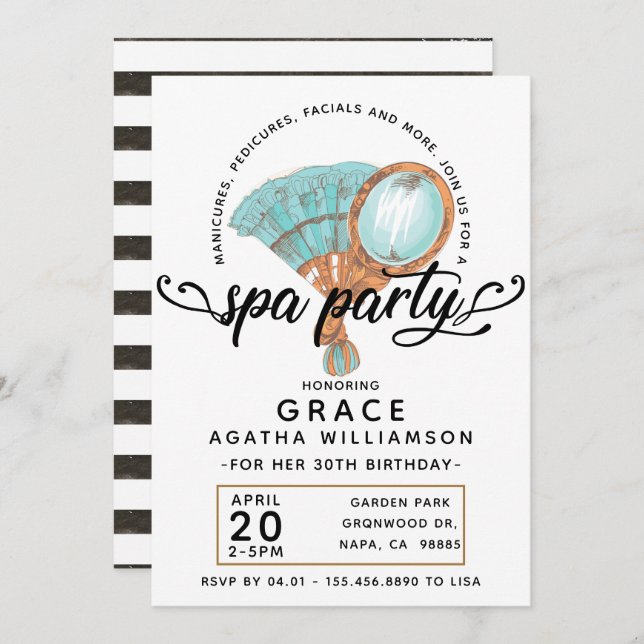 Invitation Spa Jour Anniversaire Vintage (Devant / Derrière)