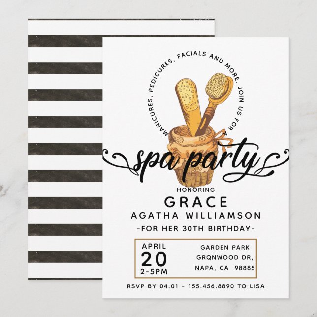 Invitation Spa Jour Anniversaire Vintage (Devant / Derrière)