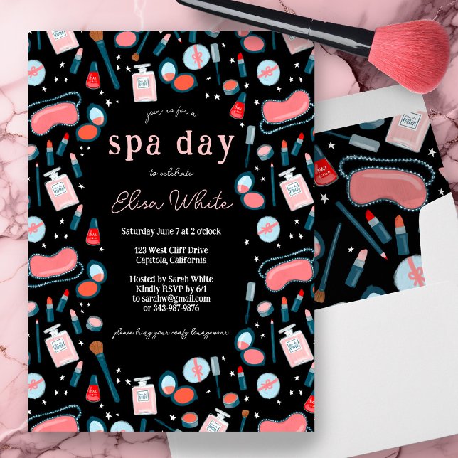 Invitation Spa Jour Bachelorette de la nuptiale Maquillage de (Spa Day Bridal Shower Bachelorette Party Birthday Beauty Makeup CUSTOM Invitation)