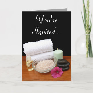 Invitation Spa/Massage/Pedicure Salon Scène Noir/Couleur