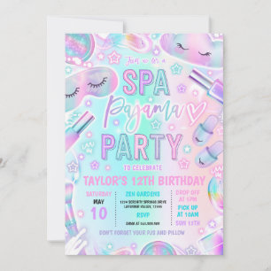 Invitation Spa Pajama Party Pastel Spa & couchette Anniversai