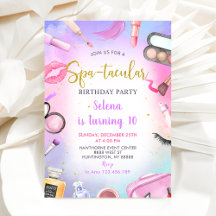 Spa Party Glam Girl Anniversaire de fête Invitatio