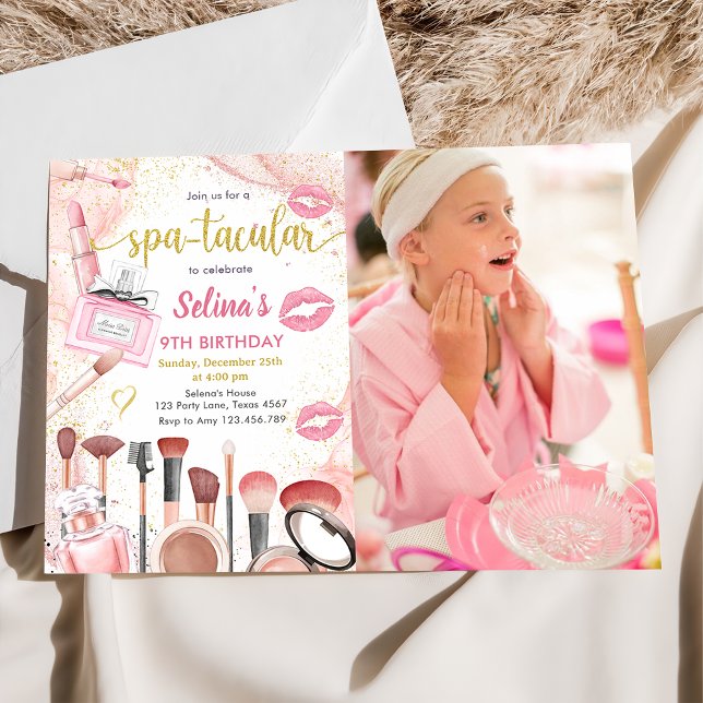 Invitation Spa Party Glam Girl Maquillage Anniversaire Photo (Créateur téléchargé)