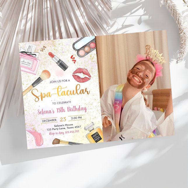 Invitation Spa Party Glam Maquillage Anniversaire Photo (Créateur téléchargé)