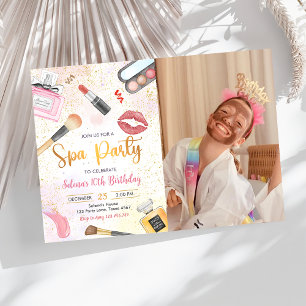 Invitation Spa Party Glitz Glam Girl Maquillage Anniversaire