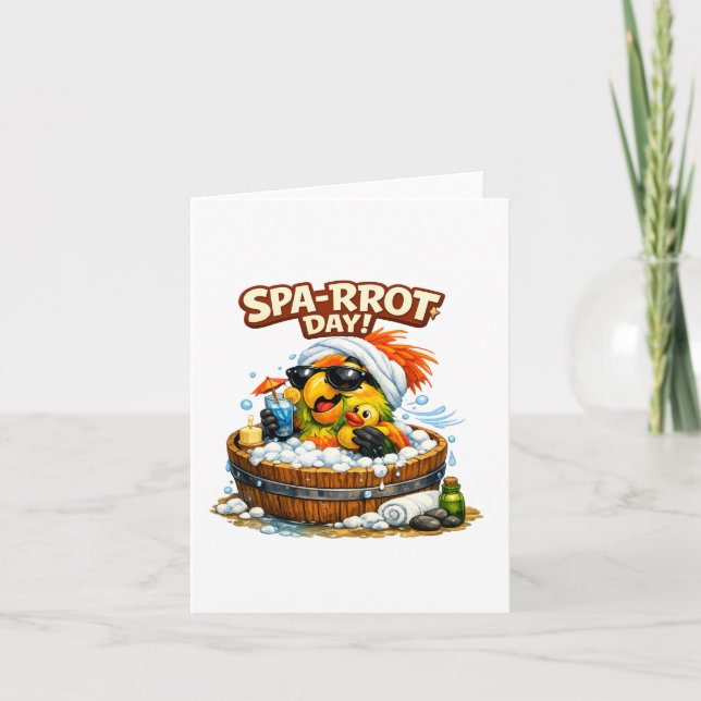 Invitation Spa-rrrot Day Funny Parrot Spa Relax Design (Devant)