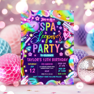 Invitation Spa Sleepover Neon Spa Et Sleepover Anniversaire