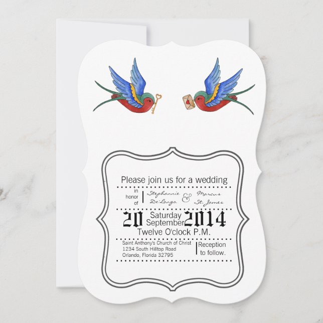 Invitation Spa traditionnel de tatouage d'oiseaux 5x7 Faire-p (Devant)