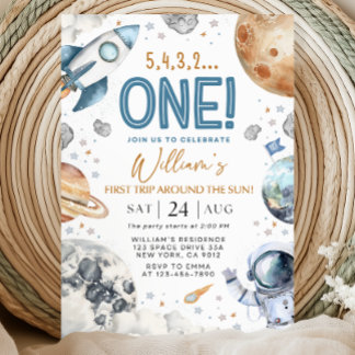 Invitation Space 1st Birthday Party First Trip Around The Sun