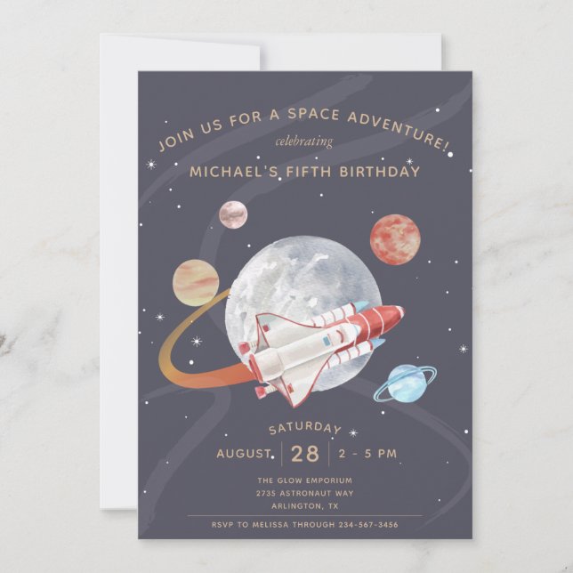 Invitation Space Adventure Boy's Birthday (Devant)