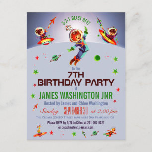 Invitation Space Boy's 7th Birthday Party