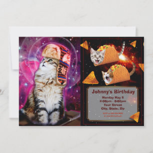 Invitation Space cat en casquette russe