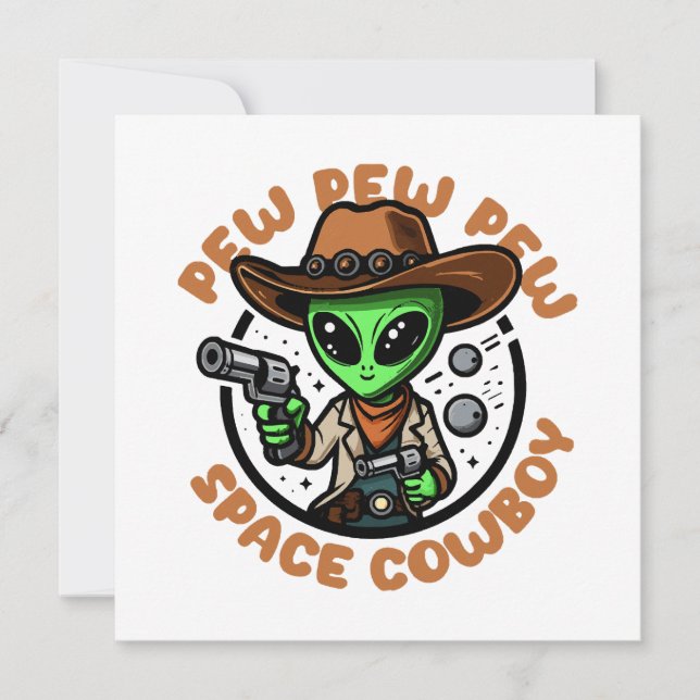 Invitation Space Cowboy Funny Alien (Devant)