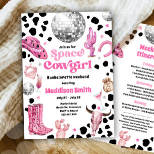 Invitation Space Cowgirl Disco Rodeo Bachelorette Week-end In