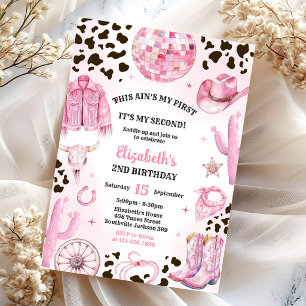 Invitation Space Cowgirl Disco Rodéo Western 2e Anniversaire 