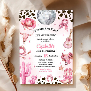 Invitation Space Cowgirl Disco Rodéo Western 2e Anniversaire