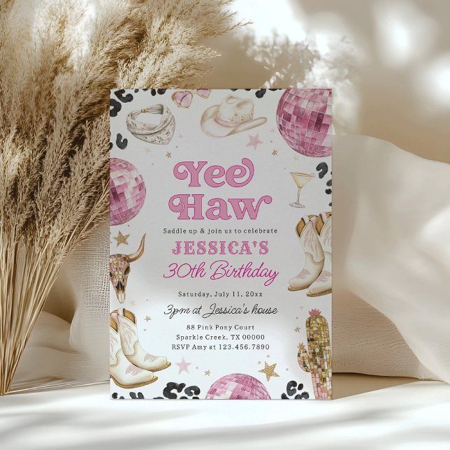 Invitation Space Cowgirl Rodeo Pink Disco Birthday Party  (Créateur téléchargé)