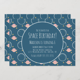 Invitation Space Galaxy Asteroid Gold Stars Anniversaire