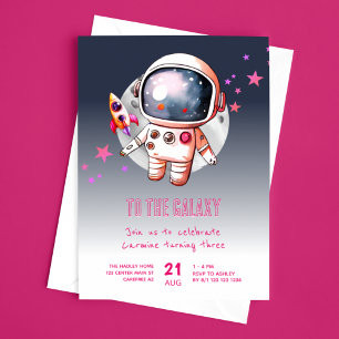 Invitation Space Galaxy Moon 3e anniversaire