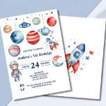 Invitation Space Kids Astronaut Planètes Red Blue Boy Anniver<br><div class="desc">Aliens de l'espace astronautes planètes garçon Invitation d'anniversaire. Une invitation amusante remplie d'astronautes,  de vaisseaux spatiaux,  de fusées et de planètes. Parfait pour toute année,  comme il est modifiable.</div>