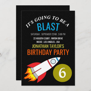 Invitation Space Rocket to the Moon Children's Birthday