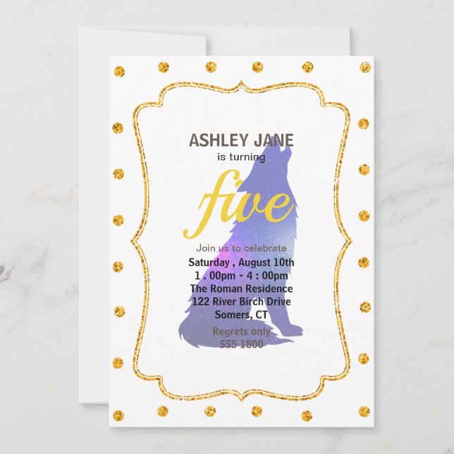 Invitation Space Wolf howling - Choose background color (Devant)