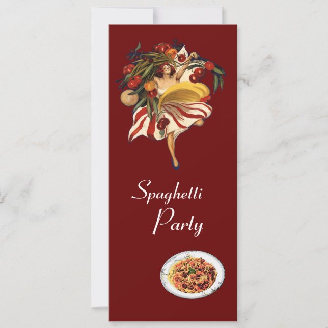 INVITATION SPAGHETTI PARTY DANCE, CUISINE ITALIENNE ET TOMATE (Devant)