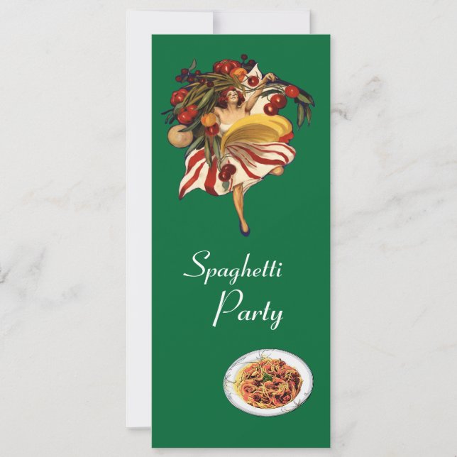INVITATION SPAGHETTI PARTY DANCE, CUISINE ITALIENNE ET TOMATE (Devant)