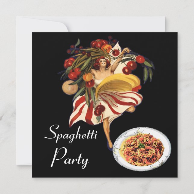 INVITATION SPAGHETTI PARTY DANCE, CUISINE ITALIENNE ET TOMATE (Devant)