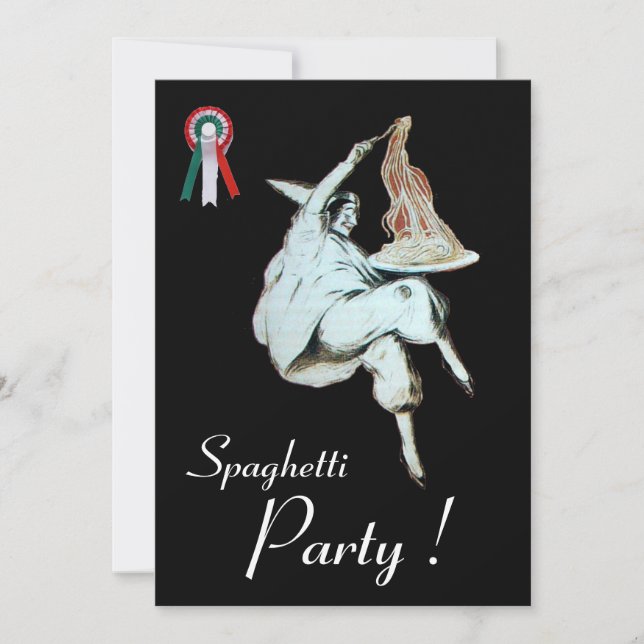Invitation SPAGHETTI PARTY, ITALIEN KITCHEN dîner rouge, brun (Devant)