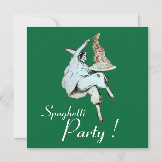 Invitation SPAGHETTI PARTY, ITALIEN KITCHEN rouge vert dîner (Devant)