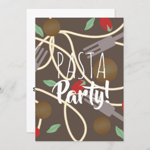 Invitation Spaghetti Pasta italien Diner Ustensiles Boules de