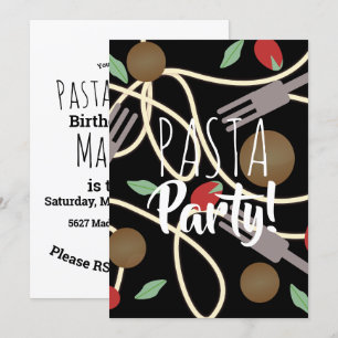 Invitation Spaghetti Pasta italien Diner Ustensiles Boules de