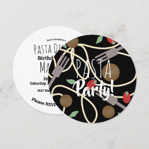 Invitation Spaghetti Pasta italien Diner Ustensiles Boules de