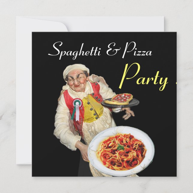 Invitation SPAGHETTI & PIZZA PARTY, CUISINE ITALIENNE rouge n (Devant)