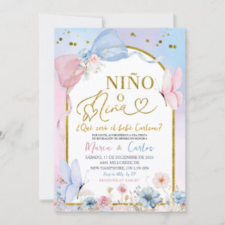 Invitation Spanish Coquette Blush Nino o Nina Gender Reveal