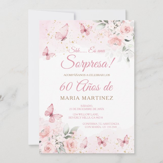 Invitation Spanish Floral Fiesta Sorpresa 60 Años Birthday (Devant)