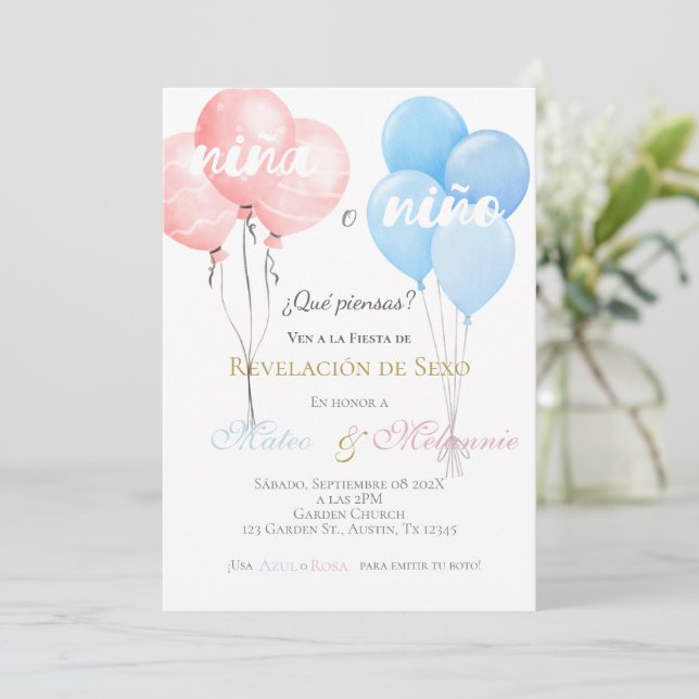 Invitation Spanish Gender Reveal (Debout devant)