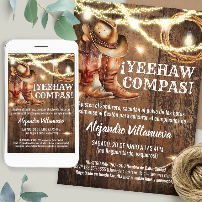 Invitation Spanish Mexican Cowboy Cumpleaños Vaquero (Créateur téléchargé)