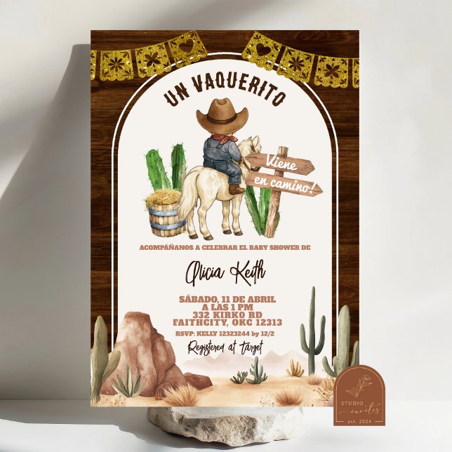 Invitation Spanish Mexican Wild West Cowboy Baby Shower (Créateur téléchargé)