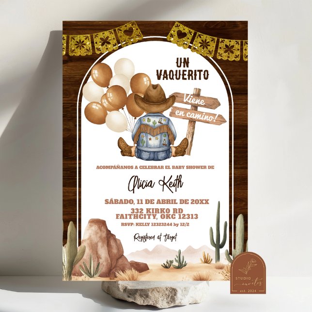 Invitation Spanish Mexican Wild West Cowboy Baby Shower (Créateur téléchargé)