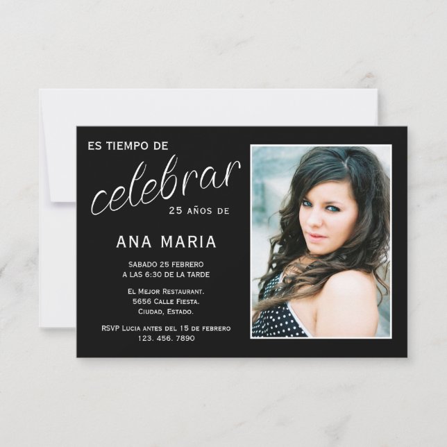 Invitation Spanish Photo Feminine Birthday (Devant)