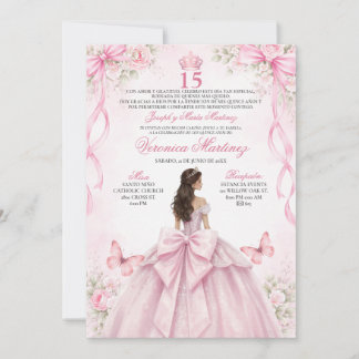 Invitation Spanish Quinceañera Blush Pink 15 Años Princess