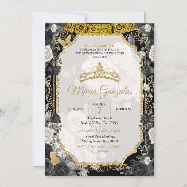 Invitation Spansih Girl Sweet 16e anniversaire fêté Invitatio (Devant)