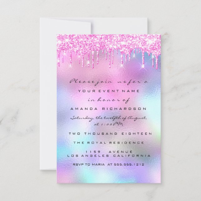 Invitation Spark Fuchsia Drips Rose saumon Mariage Douzième (Devant)