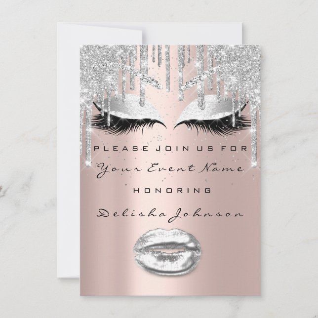 Invitation Spark Sweet 16th Drips Parties scintillant Lèvres  (Devant)