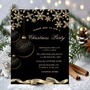 Invitation Sparkflakes Snowflakes Black Balls Corporate Chris