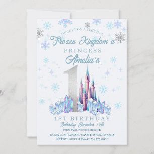Invitation Sparkle Frozen Kingdom Château 1er Anniversaire