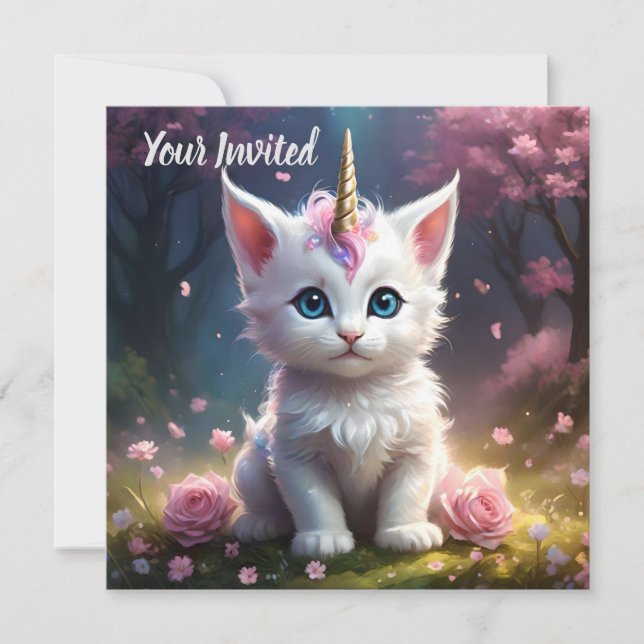 Invitation "Sparkle Paws : Le Kitten Licorne Enchanteur" (Devant)